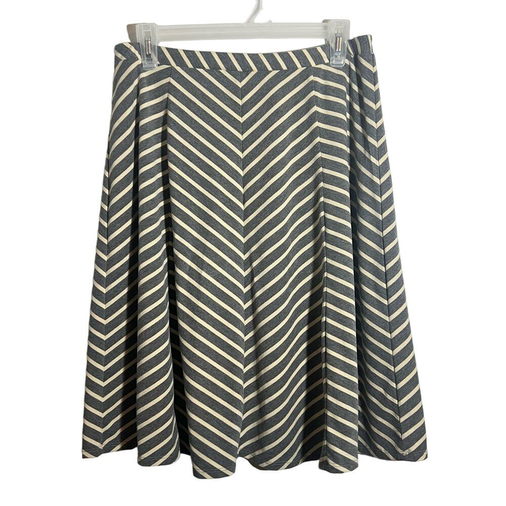 Sundance Skirt Women’s Small Museo Striped A-Line Jersey Knit Knee-Length Gray